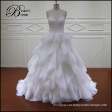Vestido de novia de la vendimia Vestido de boda de la falda de Organza Ruffles